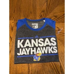 Adidas Mens Blue/Gray Short Sleeve Kansas Jayhawks Ultimate Tee Size Large